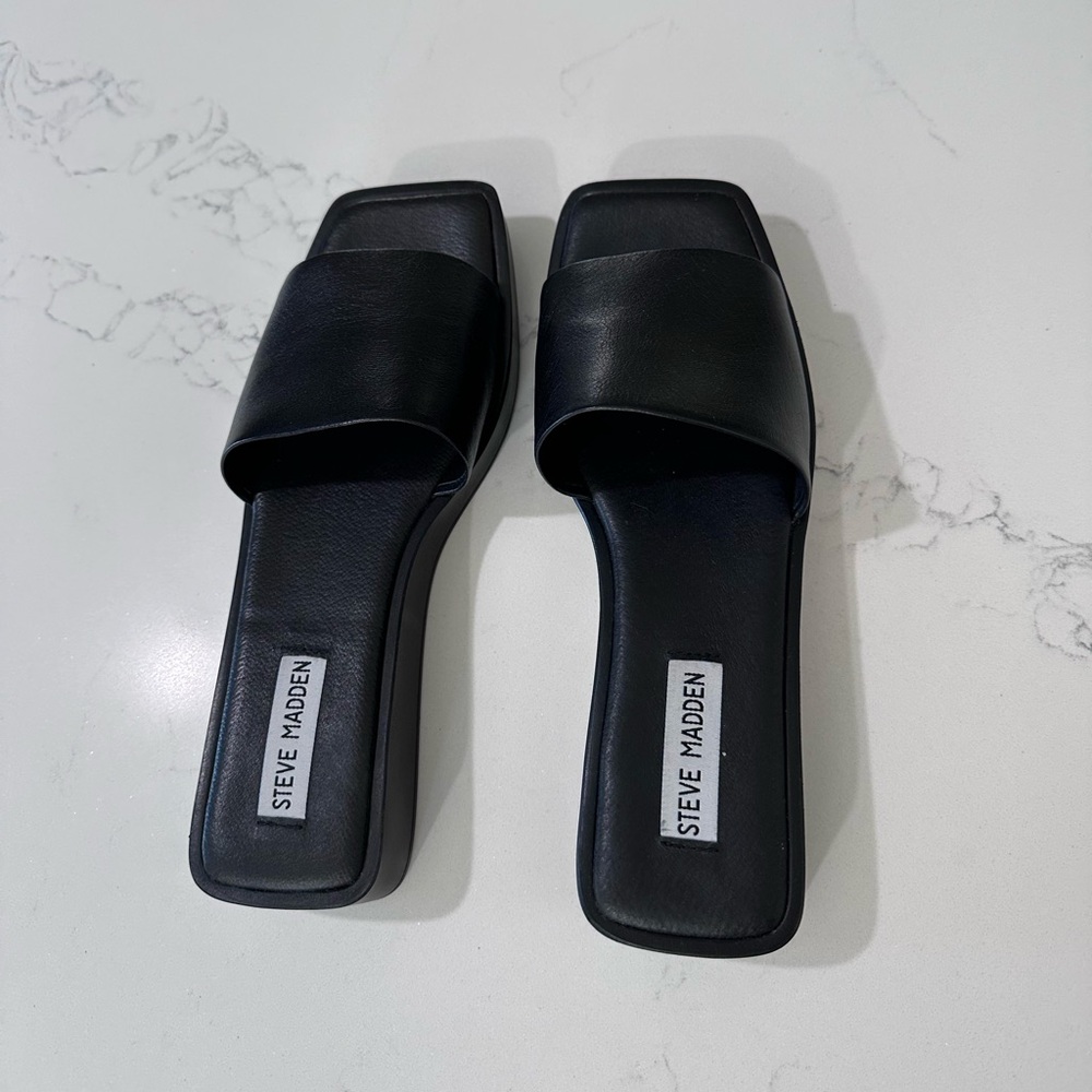 Steve Madden Womens Imara Leather Slip On Slide Sandals 8 - Picture 3 of 7